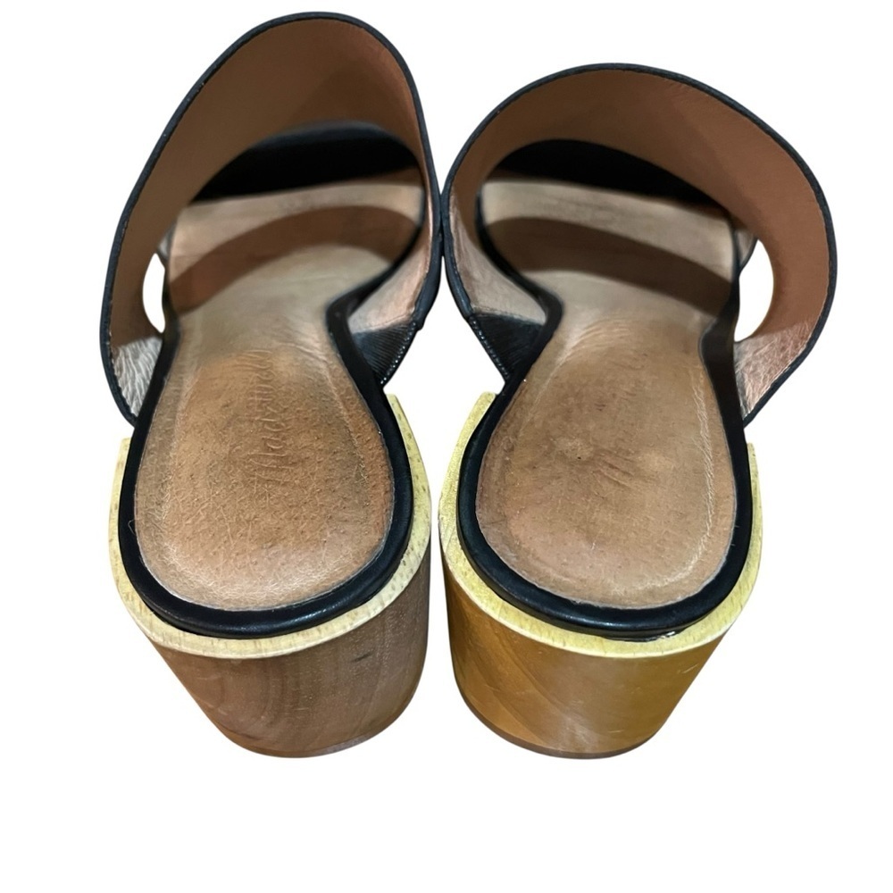 Madewell The Kiera Mule Chunky Wooden Block Black Leather Heel Sandal SZ 9 - Picture 8 of 15
